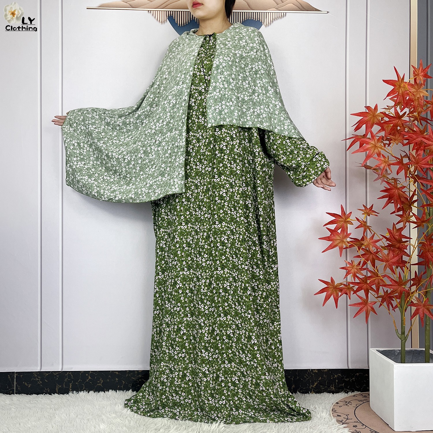 Vêtement de prière en coton pour femmes musulmanes, Ramadan, Dubaï, Turquie, Floral, Robe à manches longues, Abaya traditionnelle africaine, Islam, 2024