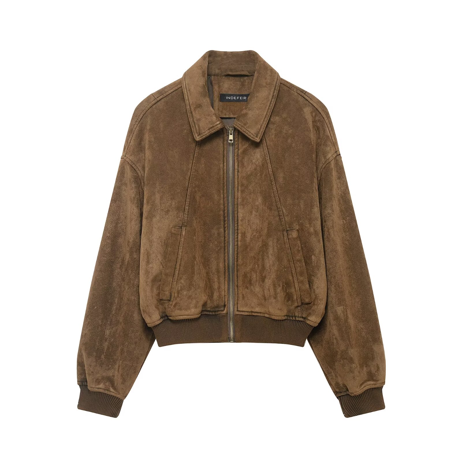 Vestes Manteaux Vêtements d'extérieur pour femmes Hauts à manches longues unis avec fermeture éclair 2026 zartins Mode élégante Khaki Casacas Femme Vestes courtes