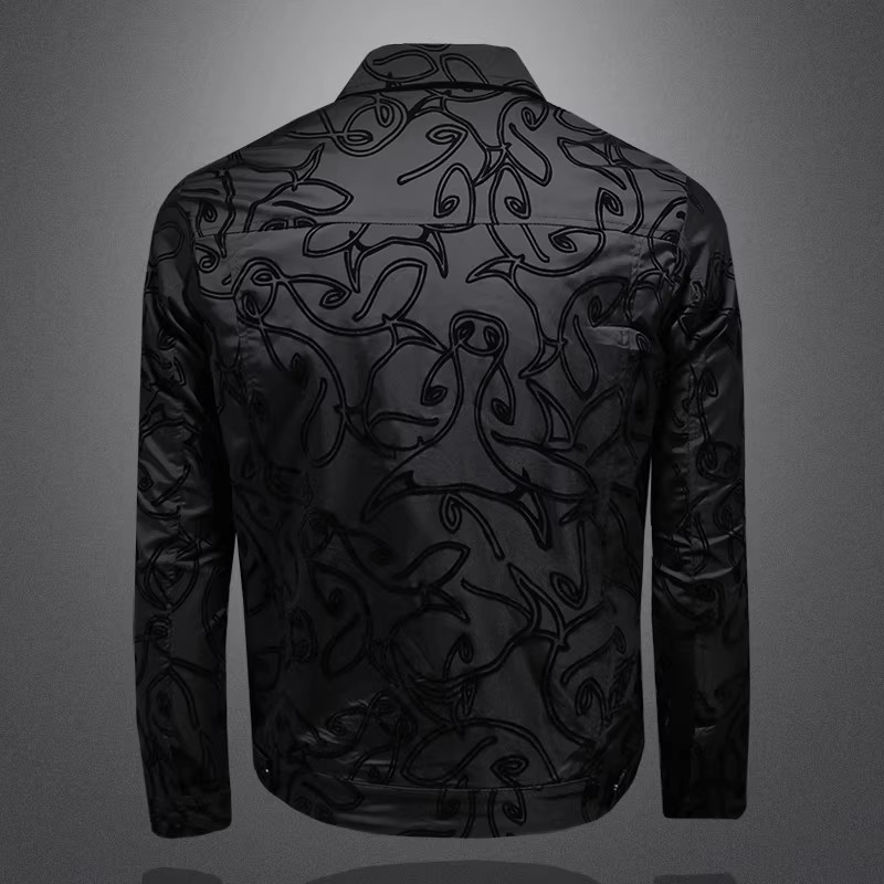Veste décontractée pour homme printemps 2026 avec col brodé, coupe ajustée, haut tendance pour vêtements élégants