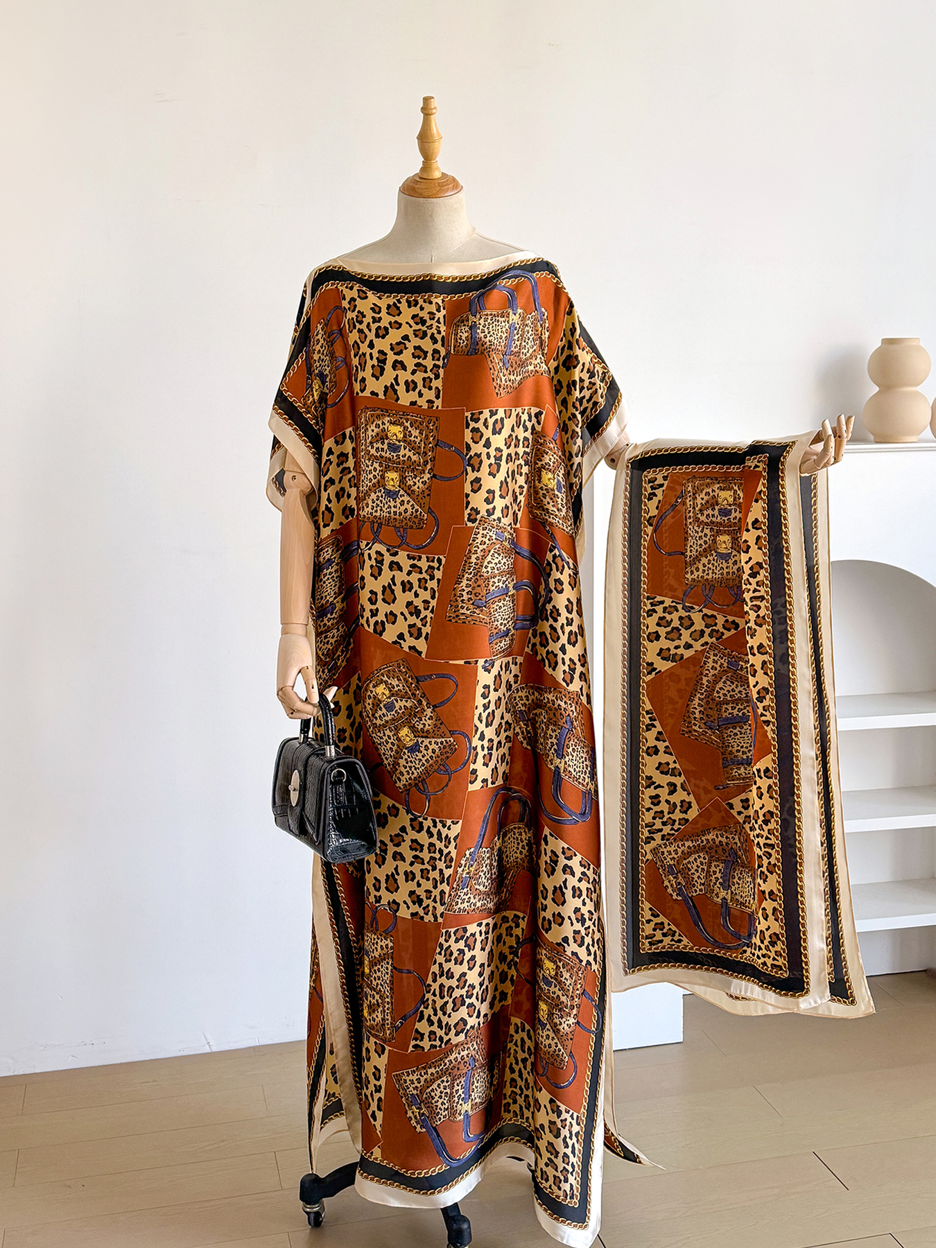 Nouvelle Robe Longue Africaine Dashiki Bohème Imprimée pour Femme 2026, Taille Unique, avec Foulard, Style Ample et Élégant, Style Musulman Dubaï