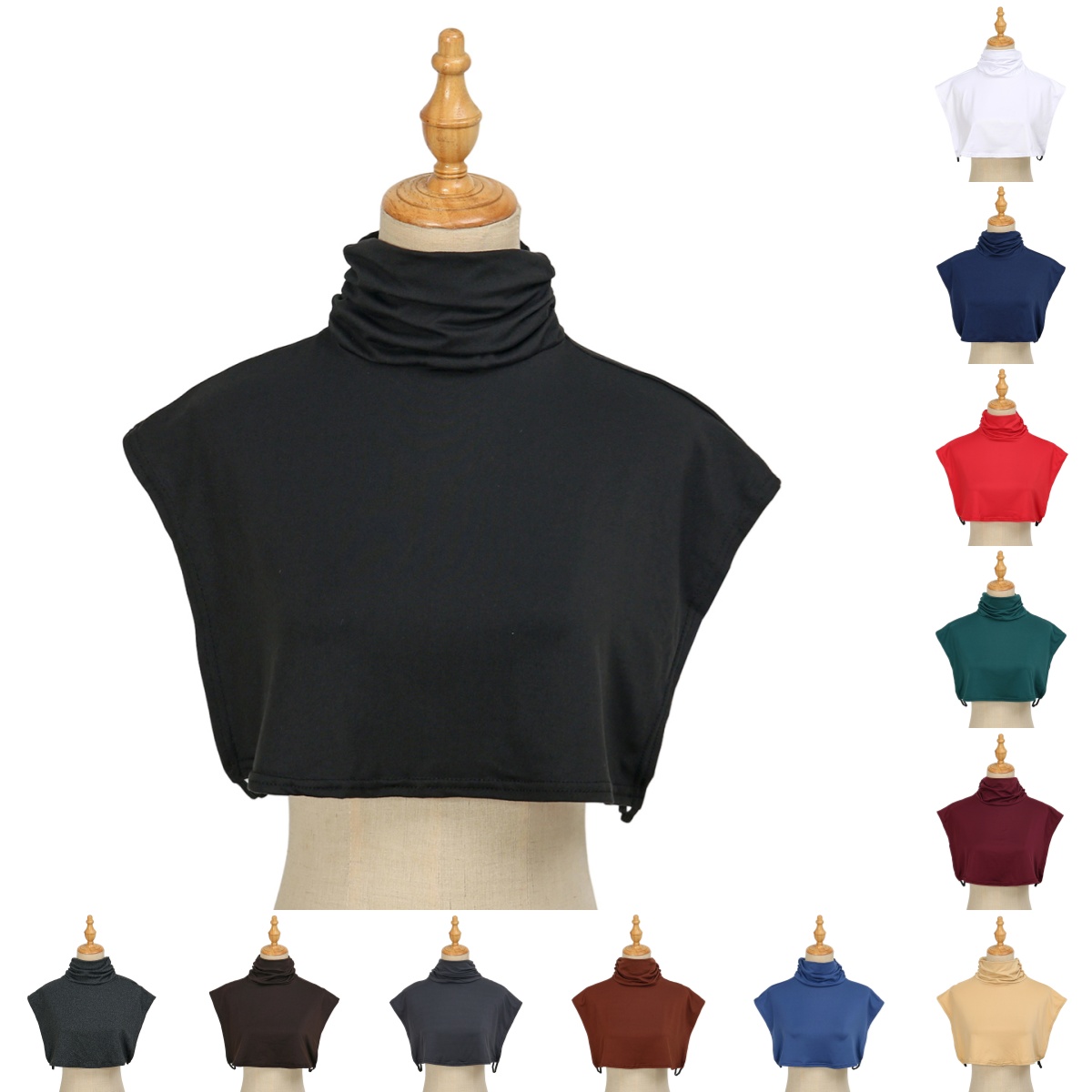 2025 nouvelles femmes musulmanes Modal faux col islamique Hijab Extensions col roulé col haut couverture plus chaud couleur unie demi-haut