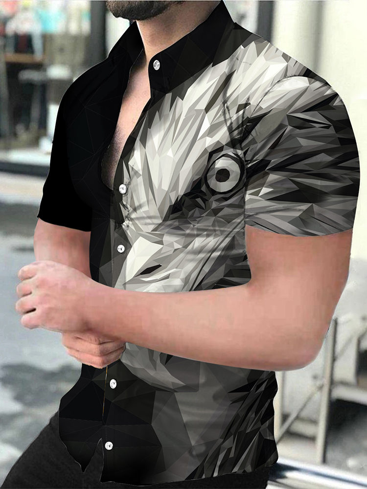 Chemise de luxe hibou impression 3d chemises hommes femmes mode chemisier surdimensionné hommes chemise à revers plage Camisas vêtements pour hommes affaires