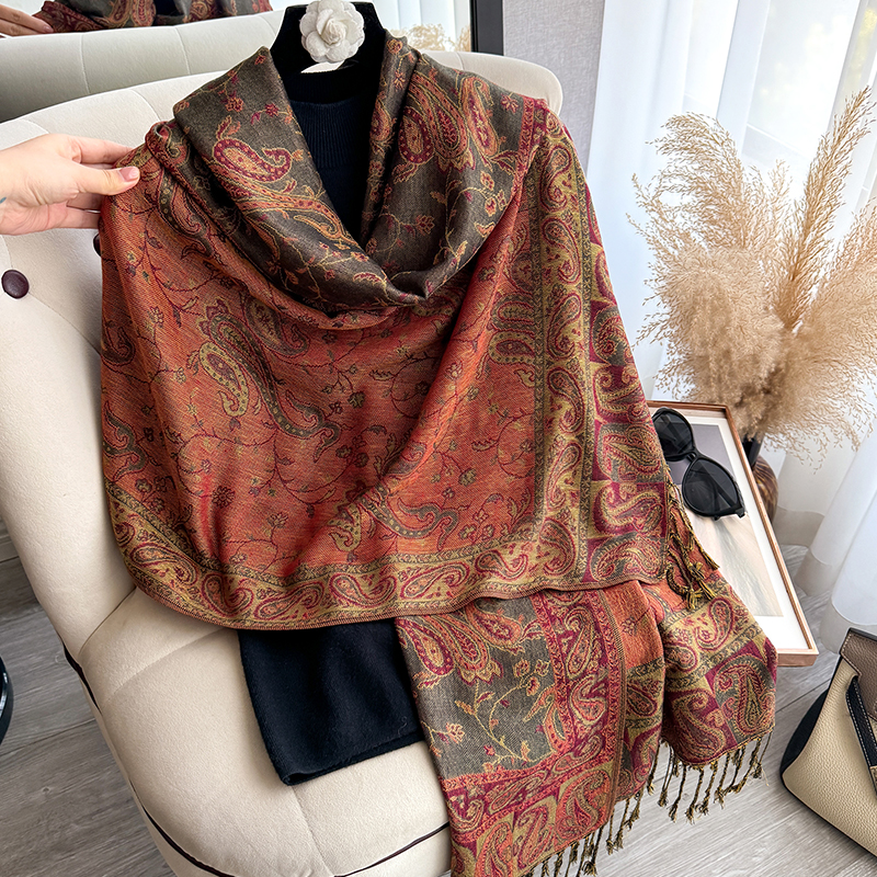 Gland couverture conception épaisse Pashmina nouveau hiver chaud châle enveloppement Paisley motif écharpe femmes foulard Poncho étoles 2025