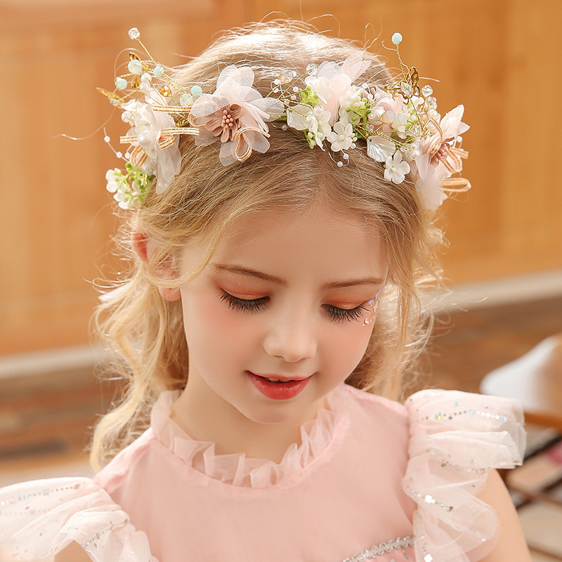 Serre-tête floral pour femmes et filles, couronne de fleurs papillon pour mariée, accessoires de cheveux, guirlande de printemps, coiffe de mariage