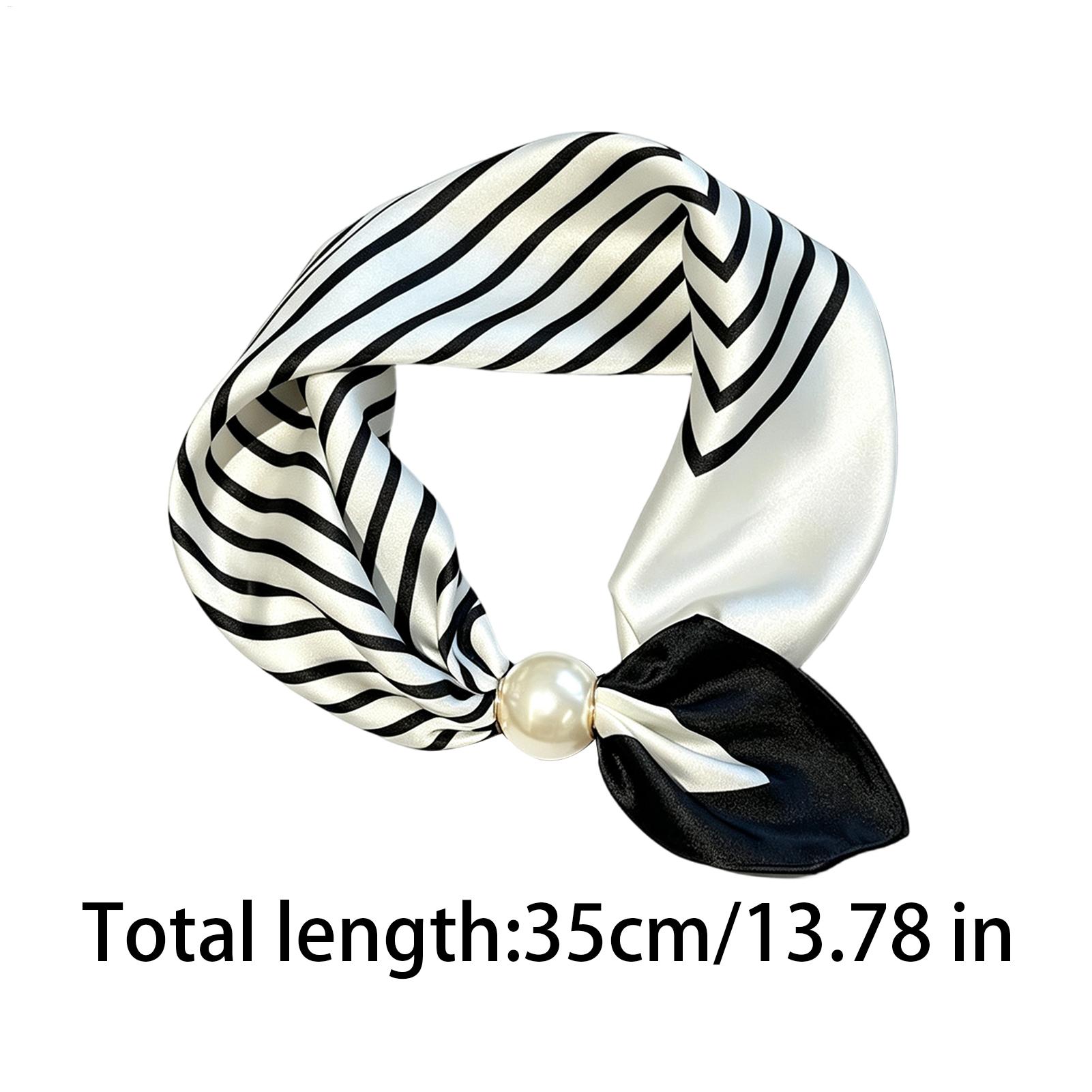 Écharpe à boucle magnétique en perles, élégante et rétro, en soie glacée, pour le bureau, les réunions d'affaires, les trajets quotidiens, les mères et les amies.