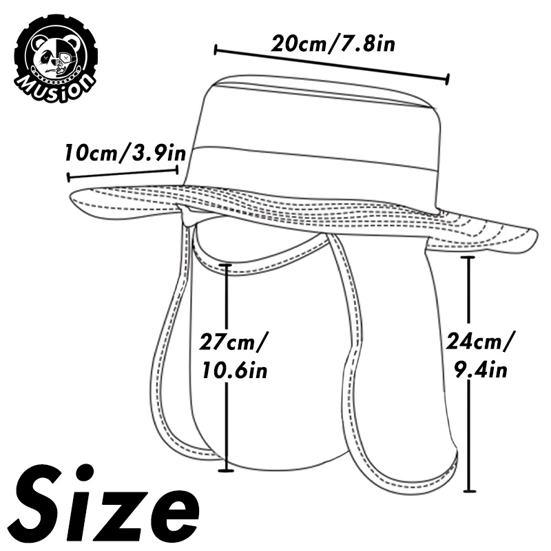 MUSION chapeau de pêcheur moto cagoule UPF 50 + résistant aux UV couleur unie casquette de pêche détachable chapeau de jardinage casquette de randonnée en plein air
