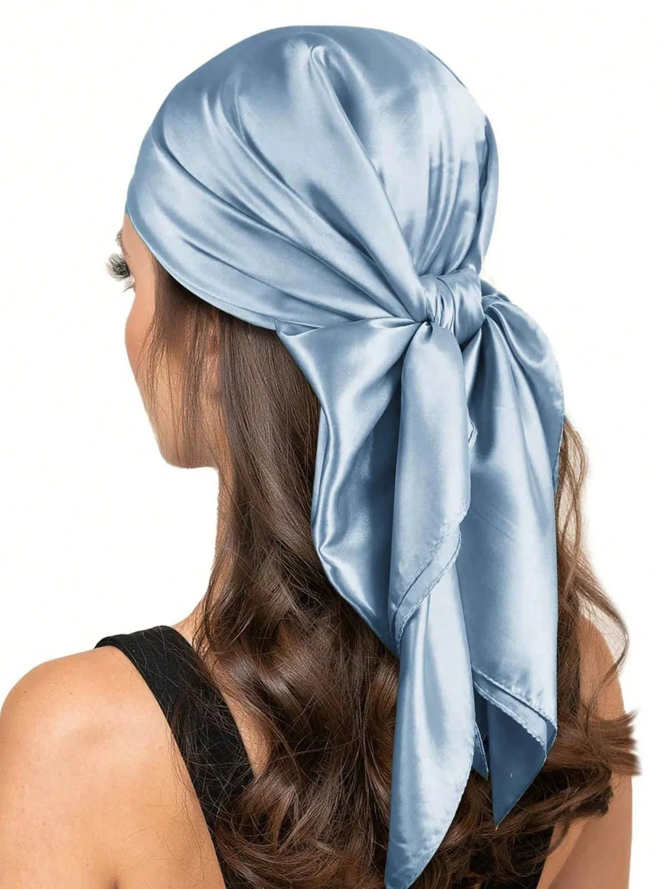 Foulard en soie de luxe pour femmes, mouchoir imprimé en Satin, Bandana uni, foulard polyvalent, accessoire pour cheveux Hijab, 90x90cm