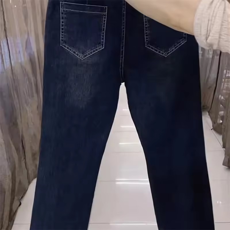 Mode femmes jean 2025 nouveau printemps automne coréen sauvage taille élastique pantalon en Denim droit femme pantalon femme