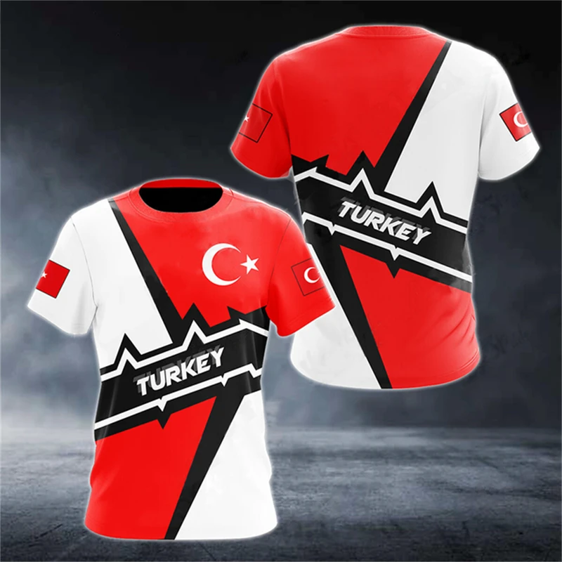 Drapeau turc Graphique T-shirts Militaire Camouflage Tops Sports de Plein Air Football Manches Courtes Imprimé Turquie T-shirt Décontracté