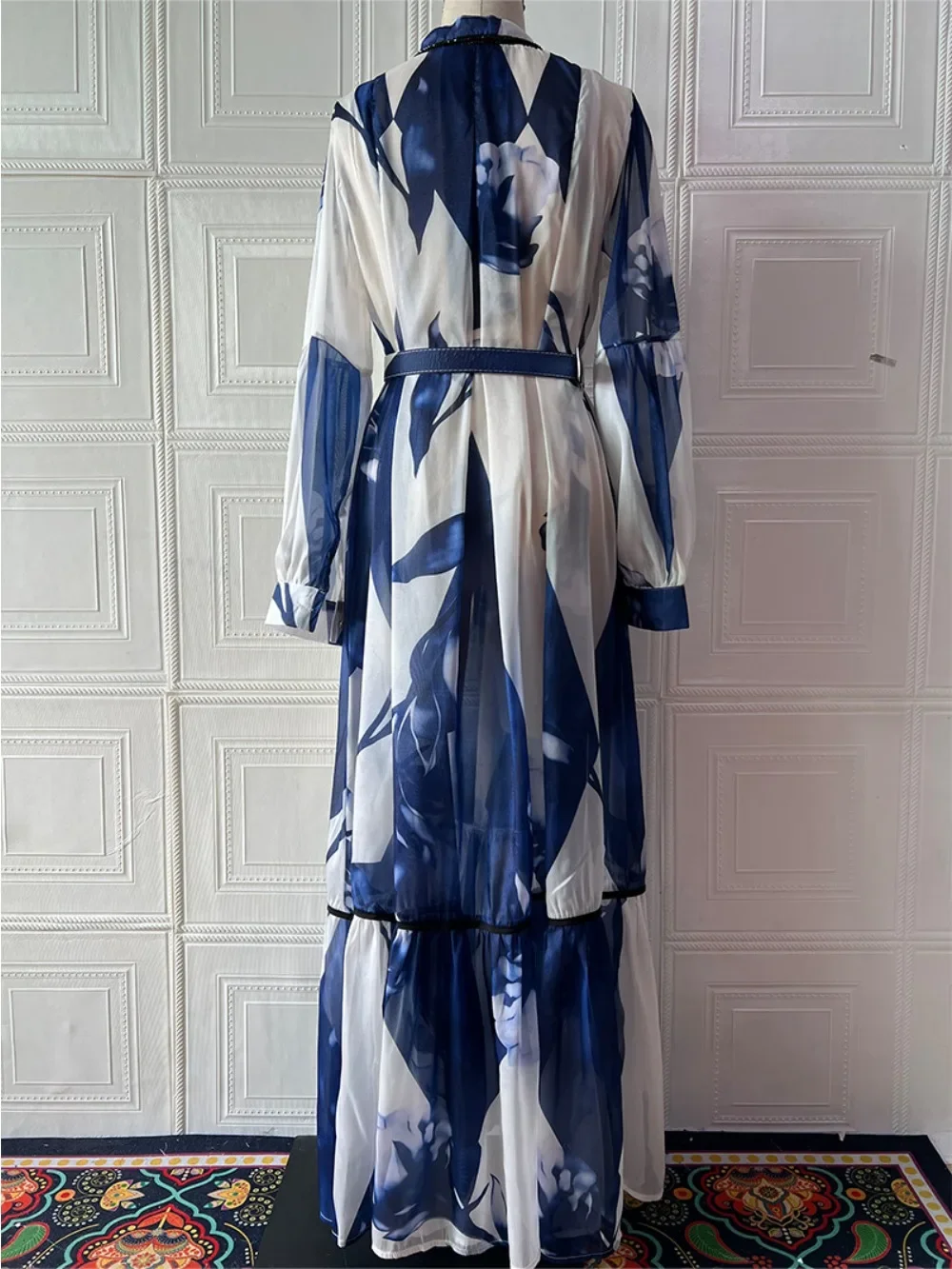 Eid femmes Robe musulmane Abaya fête Jalabiya Ramadan imprimer à lacets robes longues robes Largos arabe longue Robe maroc caftan