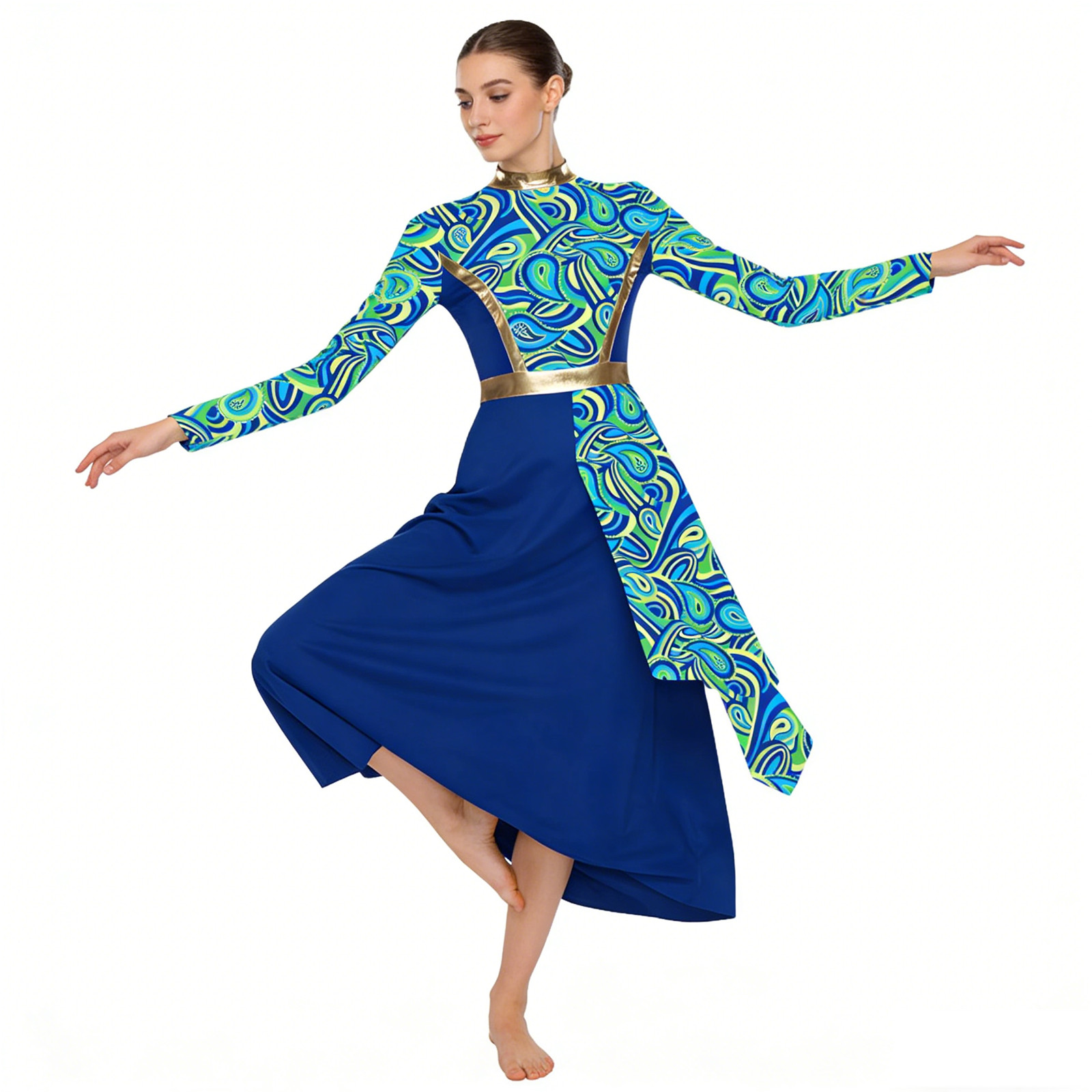 Robe tunique de danse chrétienne pour femmes, lode liturgique, église, manches longues, Costume de spectacle de chorale de culte, robes de danse lyrique