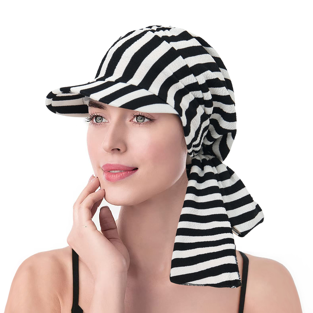 Nouveau Bonnet Hijab Femme 2026 Tendance Imprimé avec Visière, Turban Respirant et Confortable pour Cheveux, Chapeau Foulard pour Dames, Cache-Cheveux