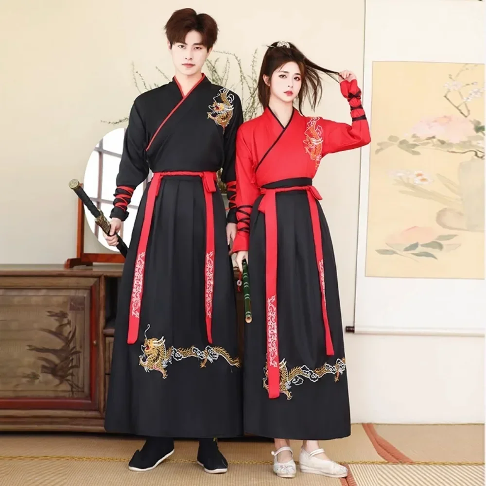 Ensemble de 2 pièces, vêtements traditionnels pour hommes, vêtements Vintage Cosplay chinois Hanfu, robe brodée pour femmes, vêtements de Style ethnique
