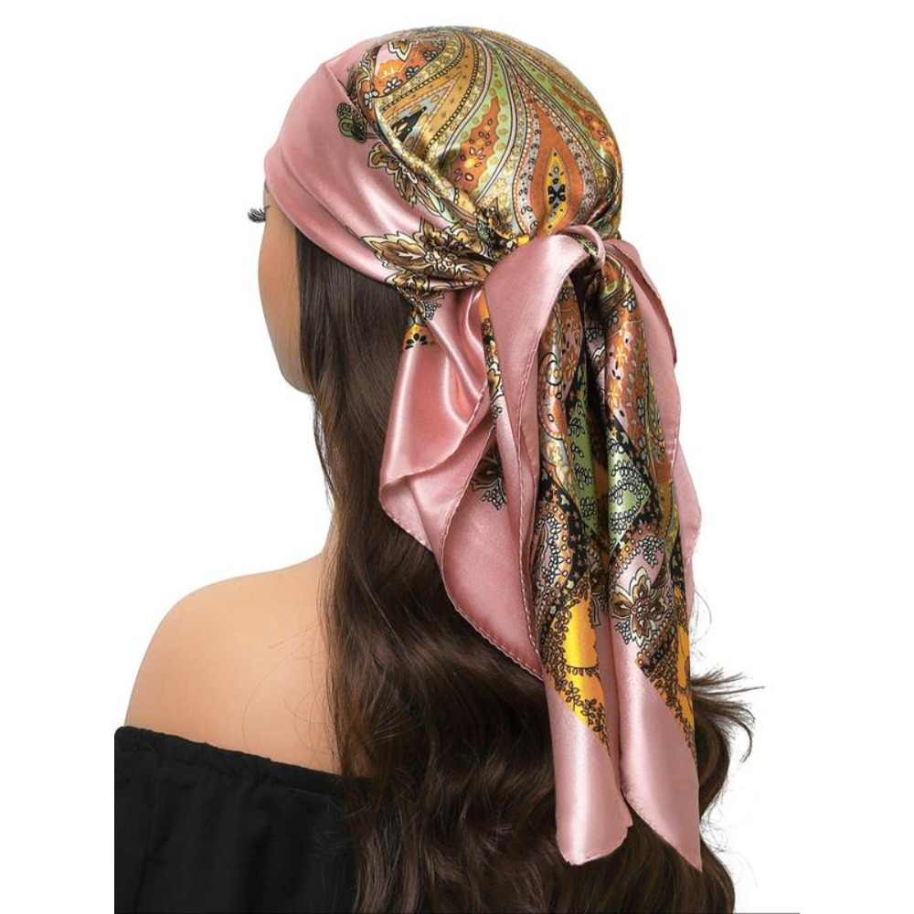 Écharpe carrée imprimée Paisley de Style bohème pour femmes, foulard de mode Vintage, accessoires de cheveux de mode pour femmes et filles