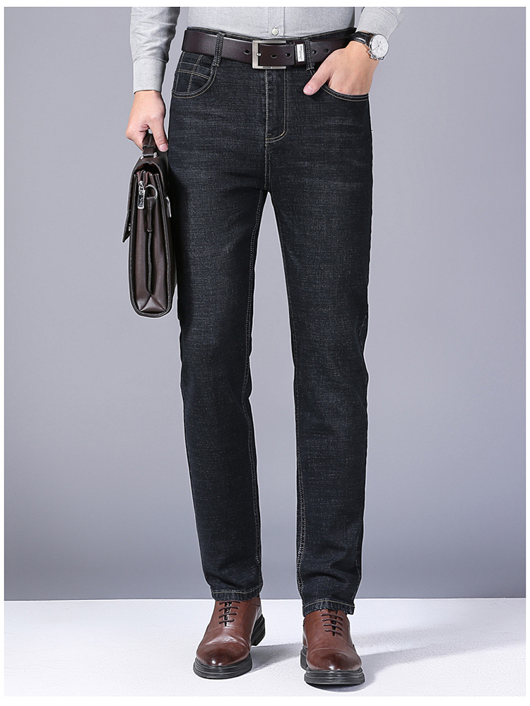 Jean droit pour hommes, pantalon Slim, extensible, confortable, doux, en Denim, pour affaires, vêtements de marque, nouvelle collection 2024