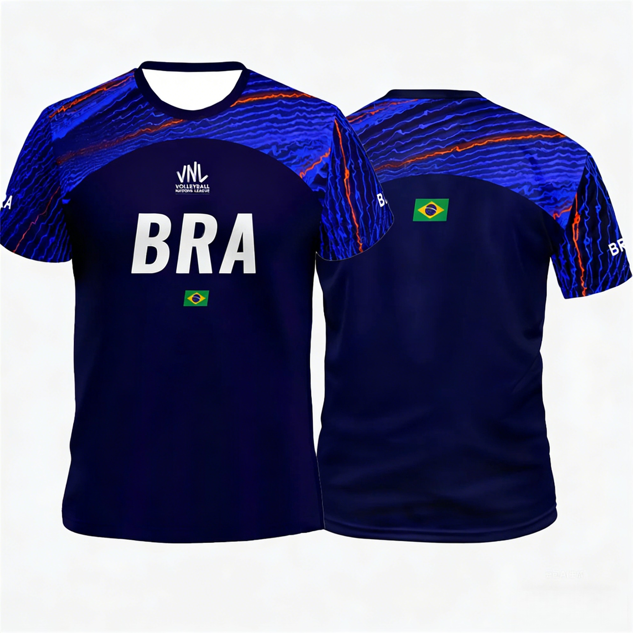 Maillot de volley-ball du Brésil, t-shirt de sport 3D contrasté, coupe ample, séchage rapide, manches courtes, t-shirt d'été pour hommes, fitness en plein air