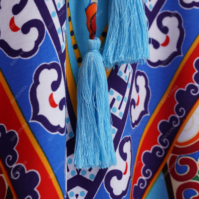 Bohème caftan plage tunique coton plage couvrir Saida de Praia maillot de bain femmes Bikini couvrir paréo Sarong maillots de bain # Q956