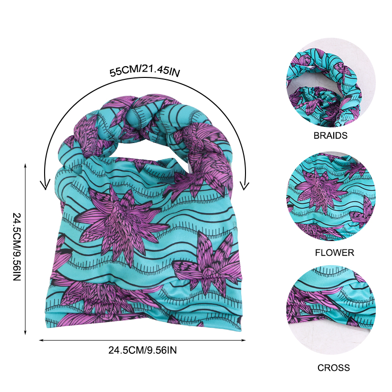Nouveau imprimé africain torsadé grande tresse Turban chapeau musulman Hijab chapeau élastique bandeau foulard Ramadan foulard Beanie chapeaux