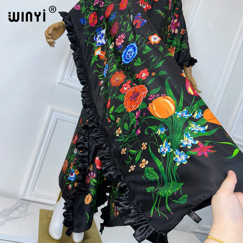WINYI Kaftan imprimé Moyen-Orient, vêtements africains tendance, tenues de plage pour femmes, robe maxi de soirée, abaya musulmane, luxe Dubaï