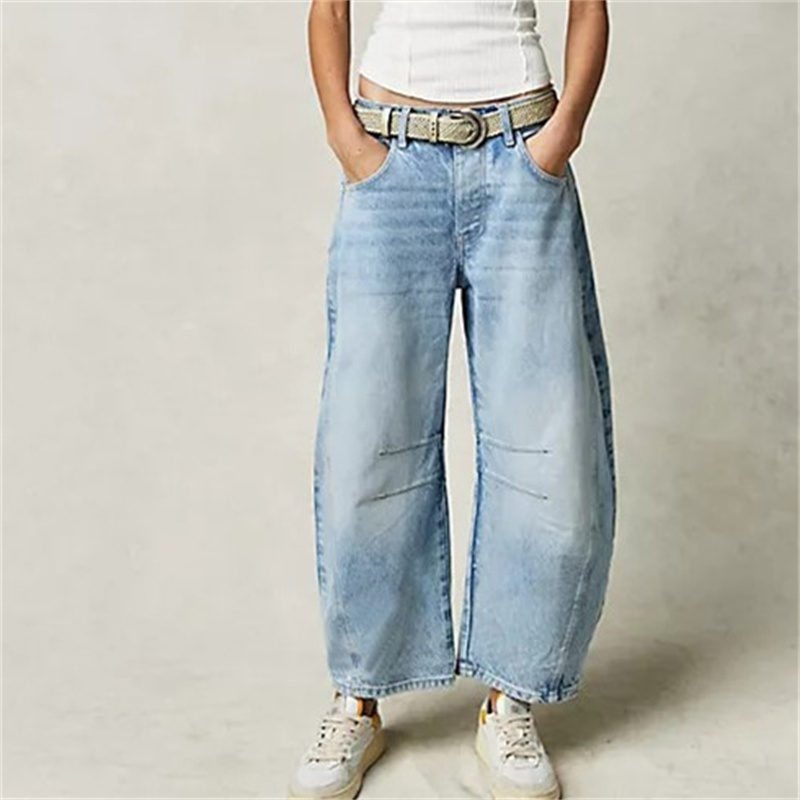Jean Vintage en Denim de Style Américain pour Femme, Pantalon Droit, Décontracté, Taille Moyenne