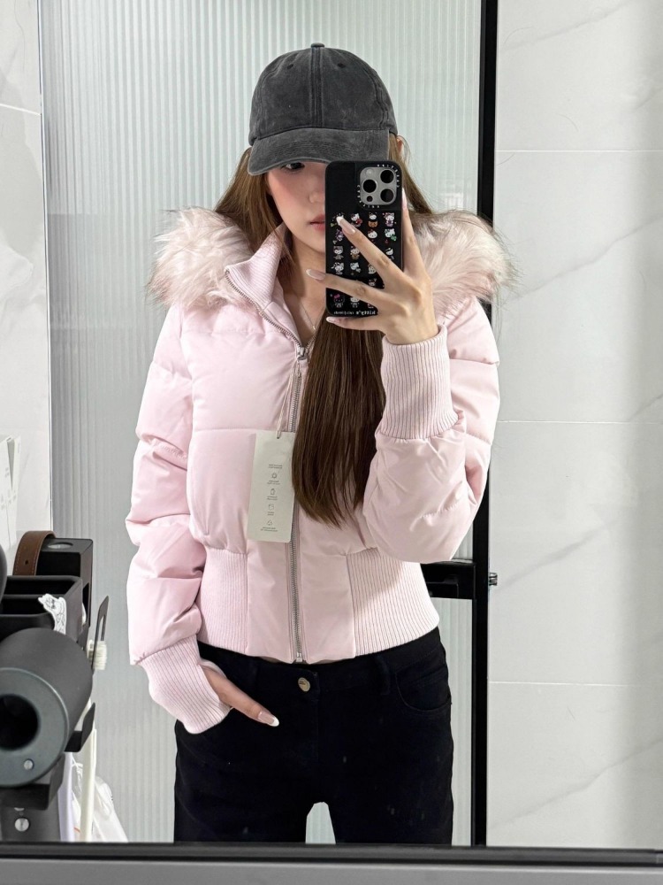 Manteau d'hiver chaud pour femme, veste courte matelassée à capuche en fourrure, parka coupe-vent streetwear, veste rembourrée en coton tendance