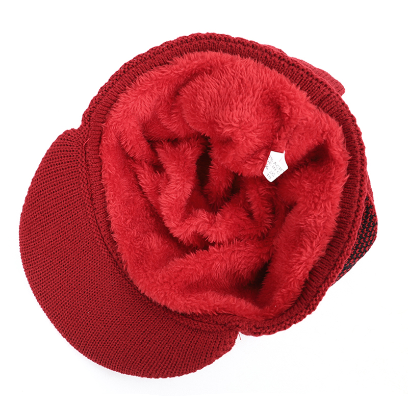 Nouvelle casquette d'hiver en coton avec visière, bonnet tricoté épais, casquette d'hiver pour homme, bonnets d'extérieur, bonnet tricoté avec motif graphique pour homme