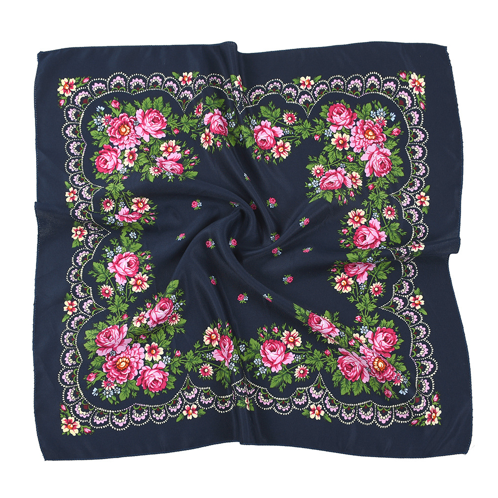 Foulard Bandana imprimé Floral de Style russe 70x70cm, bandeau carré pour femmes, mouchoir Babushka ukrainien, enveloppes de tête