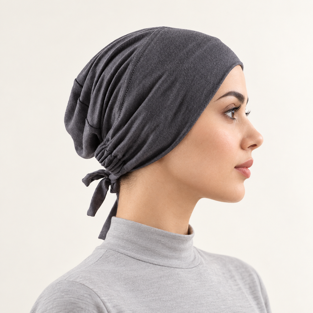 Bonnet sous-foulard à nouer dans le dos pour femmes, en coton mercerisé extensible, bonnet doux et respirant, couvre-cheveux pour un usage quotidien, turban, bandeau pour la tête.