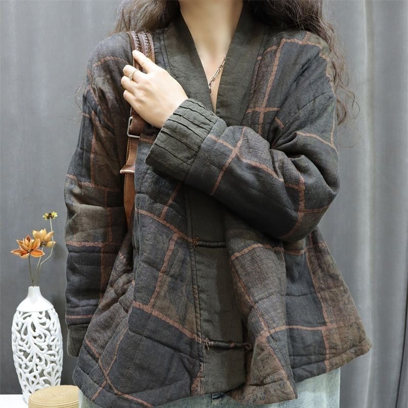 Manteau d'hiver en coton pour femmes, col incliné, marque rétro, Simple, confortable, ample, Design décontracté, mode Niche polyvalente