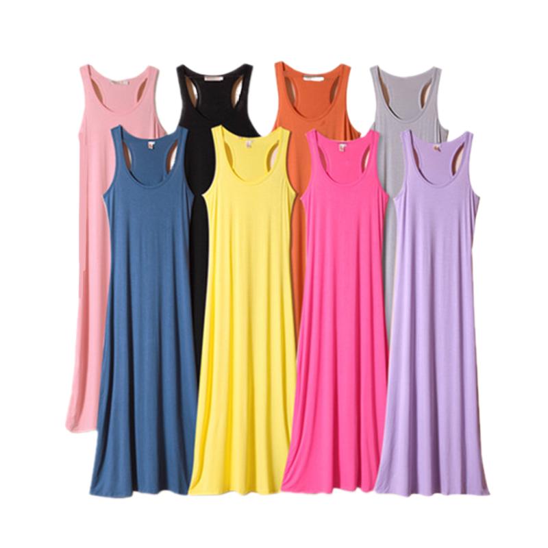 Nouvelle Robe Basique Femme 2026, Robe Longue Maxi Confortable en Coton Modal Doux, Robe de Plage Grande Taille, Noir Rouge Rose Violet