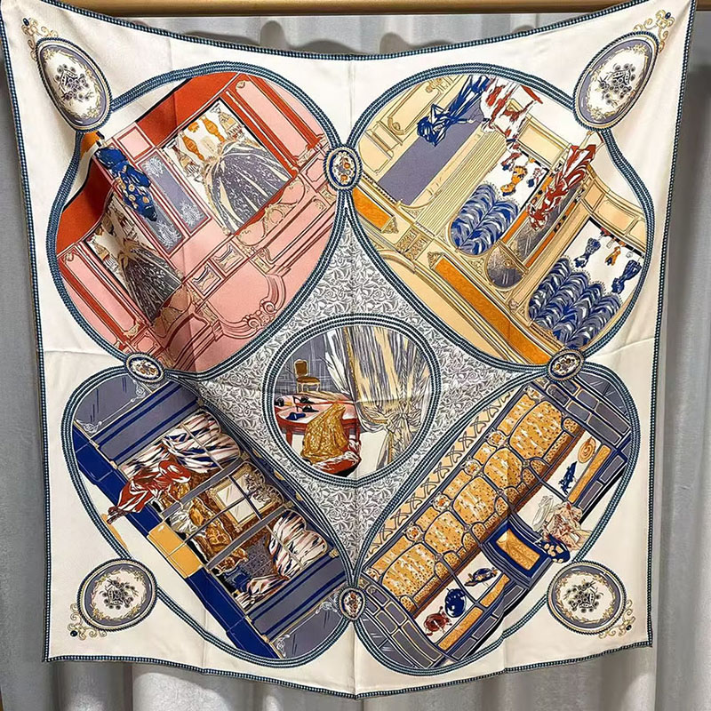 2025 mode imprimé 100% foulard en soie foulard cravate 88x88CM