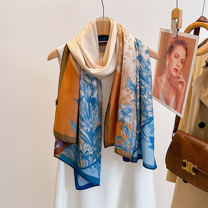 Foulards de luxe en laine et soie, châle Design chaud d'hiver, écharpe élégante pour femmes, Hijab Pashmina Bufanda, Long Foulard féminin 2025