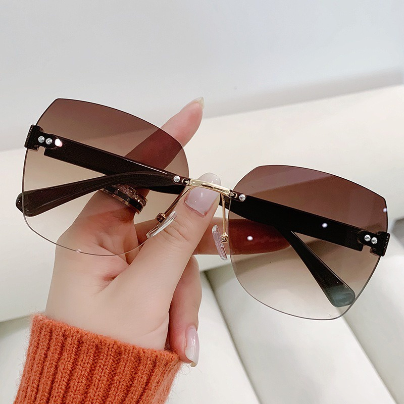 Lunettes de soleil rétro pour femmes, sans monture, nickel é, plage, été, UV400