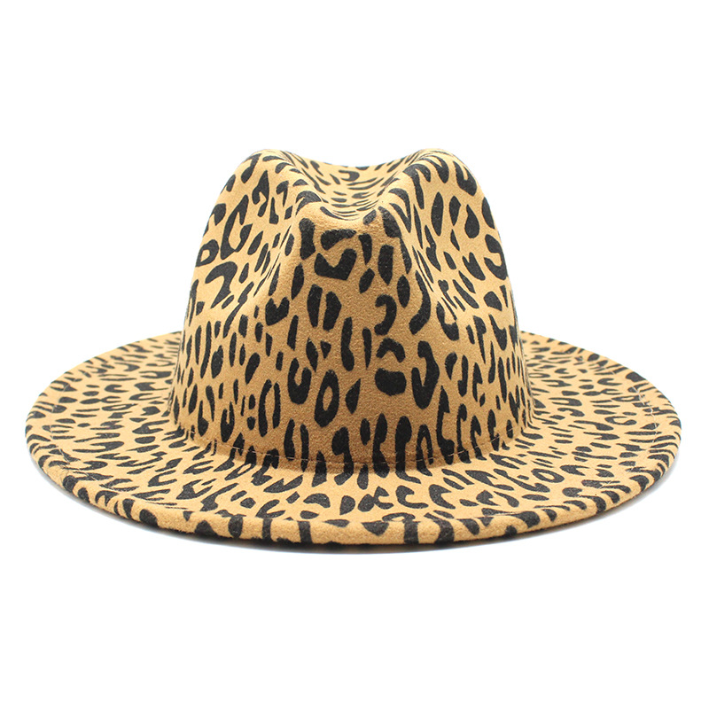 Chapeau Fedora léopard pour femmes, chapeau de route ouvert, à la mode, à large bord, en feutre, Panama, boucle de ceinture classique