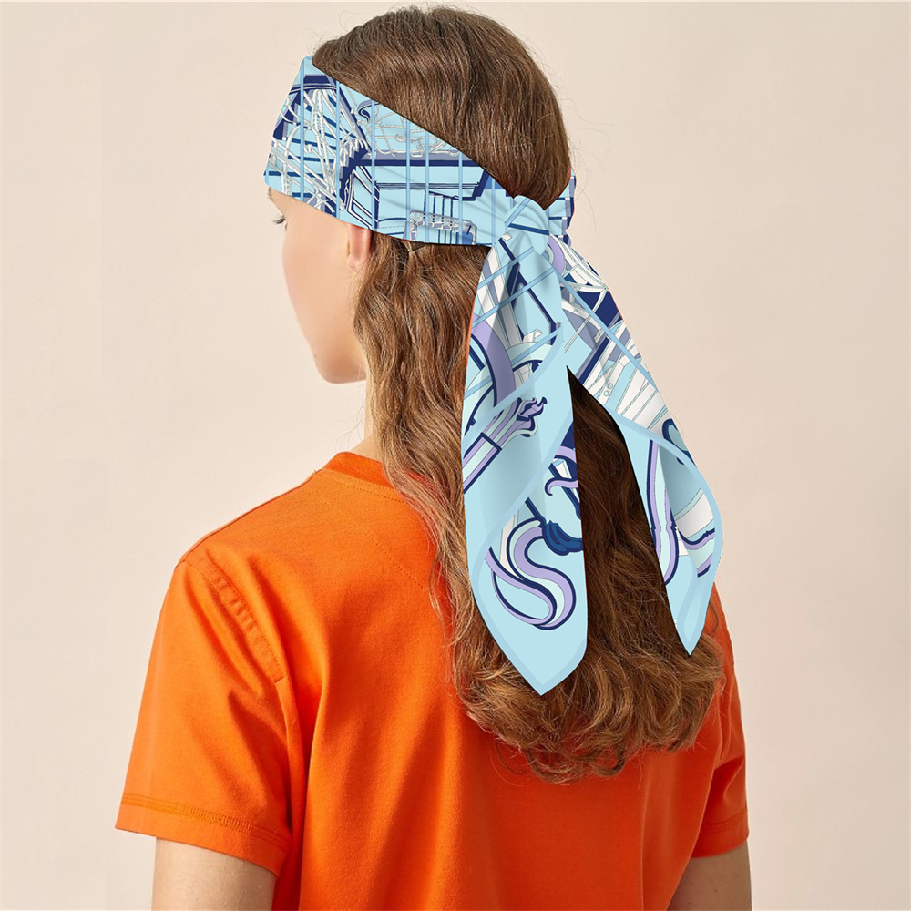 Foulard carré de marque pour femme, en soie imprimé chevaux, châle de plage, hijab, bandana de luxe, foulard de cou, écharpe de tête