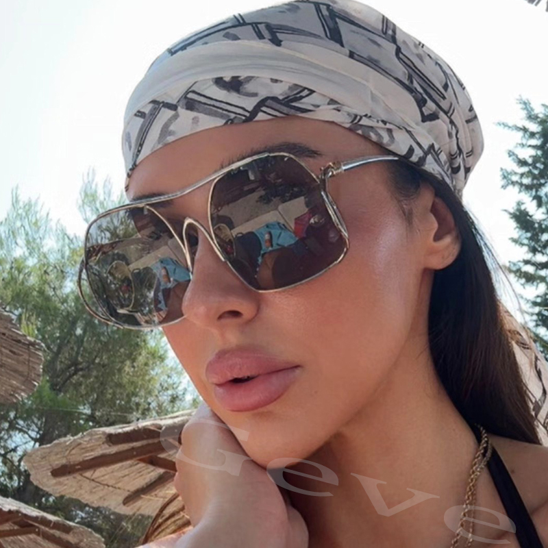 Lunettes de soleil pilote à double pont uniques pour femmes, monture en métal irrégulière, lunettes de soleil ovales creuses, design de luxe, lunettes d'extérieur