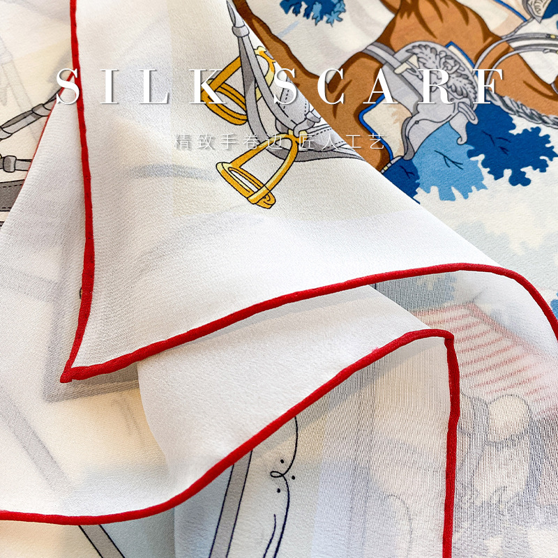 Foulard carré 100% soie de mûrier, imprimé vintage équestre (selle de cheval), bandana unisexe, couvre-cou et tête, idéal pour le bureau, les voyages, les vacances, cadeau