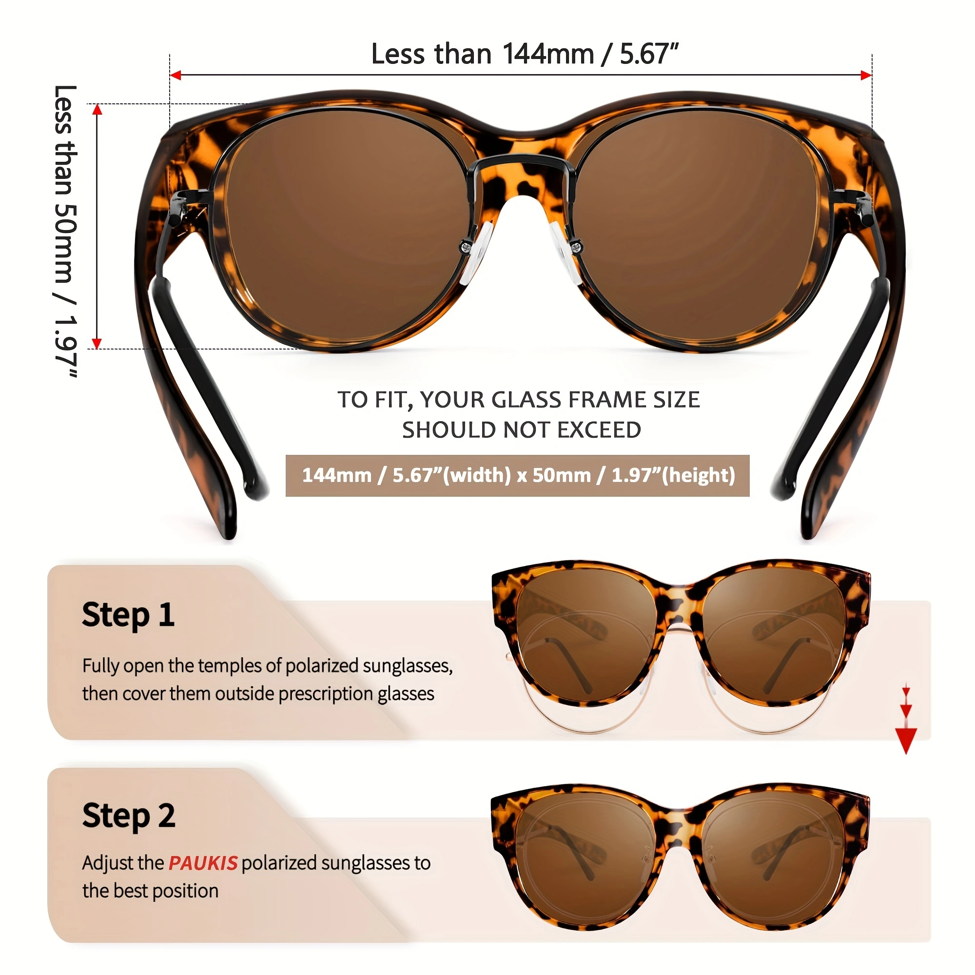 Lunettes de soleil polarisées adaptées aux lunettes, aux lunettes de soleil pour les femmes pour sortir sur les lunettes Lightweight-SG0179