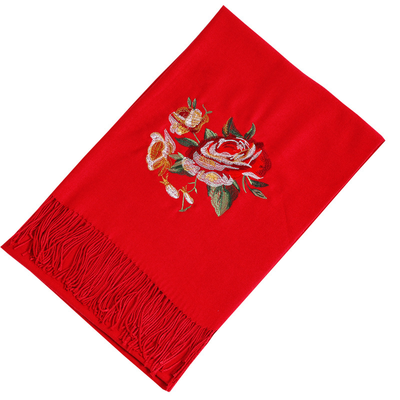 Hiver nouveau chaud cachemire écharpe femmes broder pivoine Pashmina couverture épais châle foulard mode Bufanda Echarpe Poncho