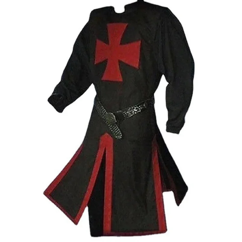 Guerriers médiévaux le chevalier templier croisé Costume pour hommes adultes robe petit haut croix Tabard surcoat tunique vêtements ceinture ukh