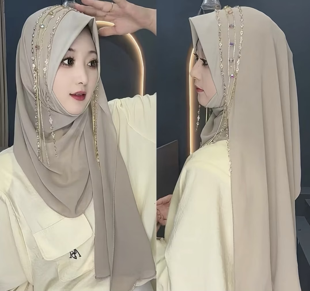 Foulards Hijabi instantanés à pampilles pour filles musulmanes, à la mode, 2026