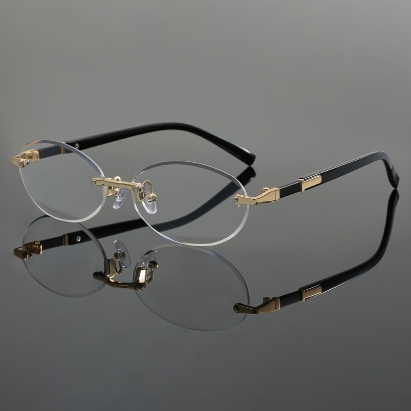 Lunettes ovales élégantes sans monture pour hommes et femmes, parfaites pour les fêtes décontractées et les activités quotidiennes
