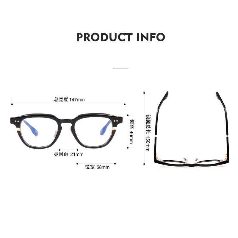 Lunettes carrées en acétate faites à la main pour hommes et femmes, montures de lunettes rétro, lunettes de créateurs, lunettes de mode Leader, qualité supérieure