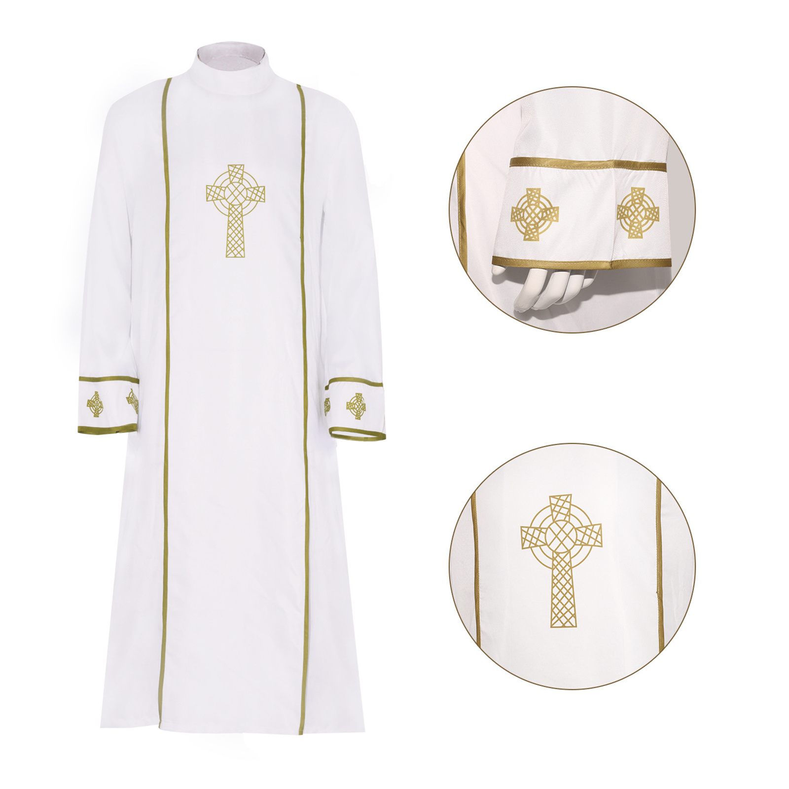 Robe de Prêtre Blanche, Toge Catholique, Costume de Pasteur, Tenue de Prêtre pour Halloween, Cosplay, Uniforme de Prière, Robe Vintage