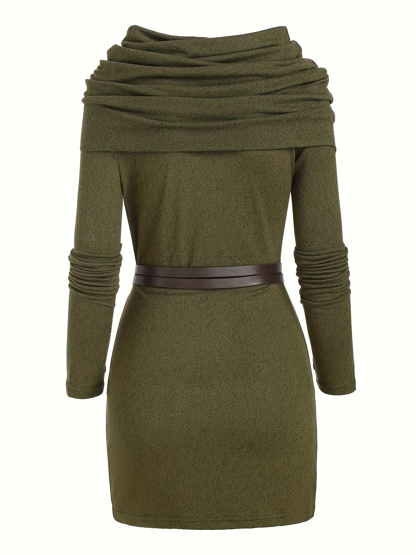 Robe en maille unie à col montant pour femme, style européen et américain, élégante et confortable pour le quotidien
