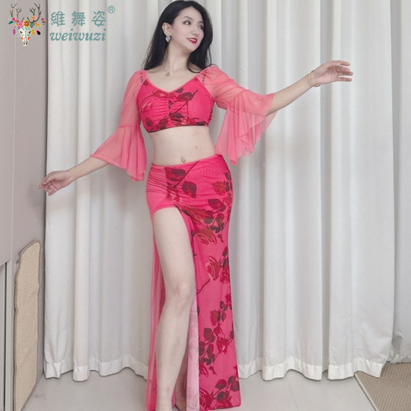 Costumes pour femmes adultes, robe de danse orientale en corne, manches longues, strass scintillants, jupe brillante, Sexy, fente latérale, carnaval fantaisie, nouveau