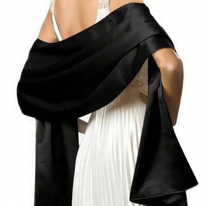 Écharpe en satin lisse de couleur unie, style bohème classique pour femme, châle décontracté d'automne, protection solaire, foulard adapté à la vie quotidienne