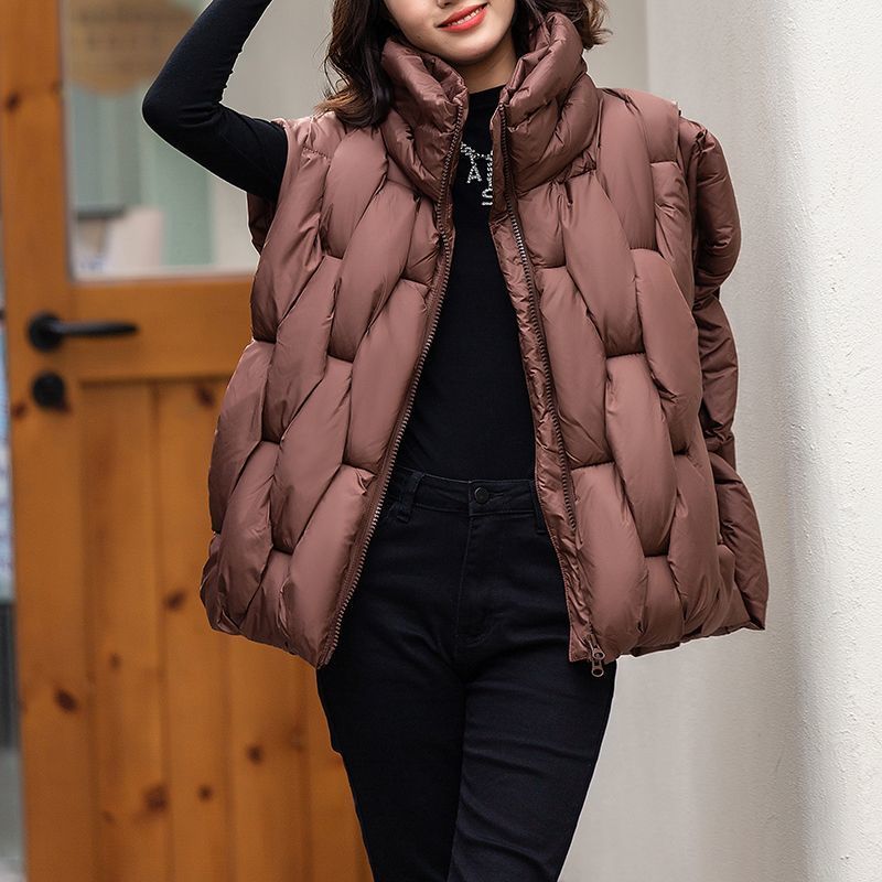 Femmes hiver vers le bas coton gilet veste 2025 sans manches col montant dames gilet manteau mode décontracté dame vêtements d'extérieur
