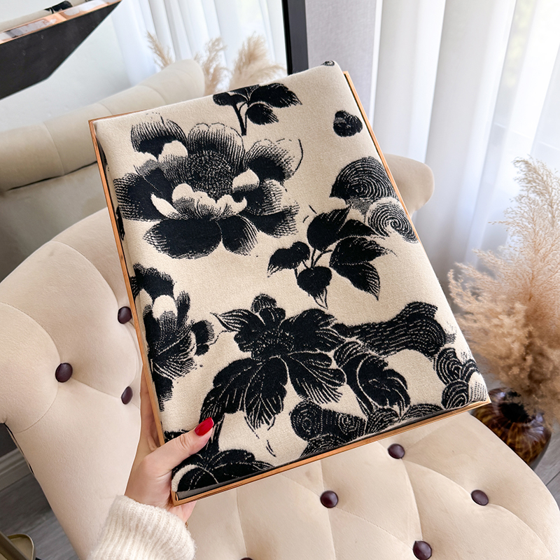 Nouveau 2025 femmes marque de mode lotus écharpe de luxe automne hiver chaud châles imprimer écharpe Pashmina Mujer Femme Foulard Bufanda