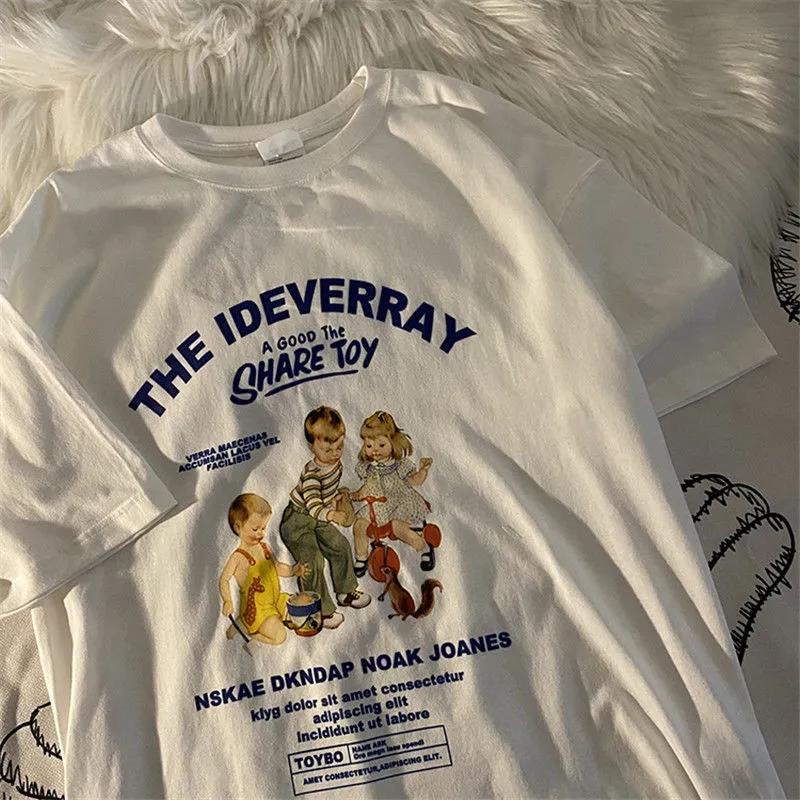 T-shirt à manches courtes pour femmes, chemise imprimée Love Ins, étudiant coréen, été, nouveau, 2021